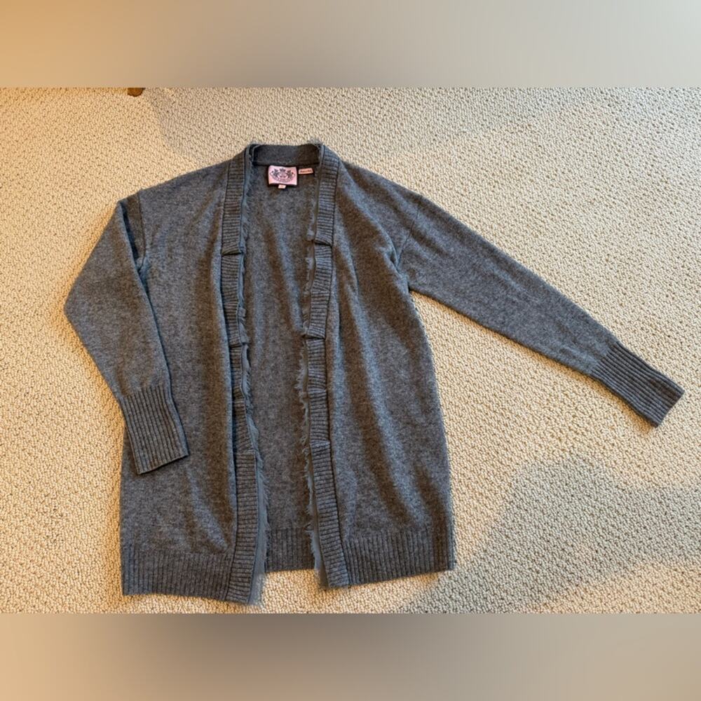 Juicy Couture Wool Cashmere Blend Grey Cardigan Size Small Button Cozy Comfy